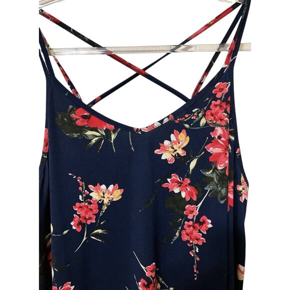 Stitch Fix Womens Sz 2X Floral Basima Tank Cross Cross Back BoHo Romantic NWT - Picture 2 of 6